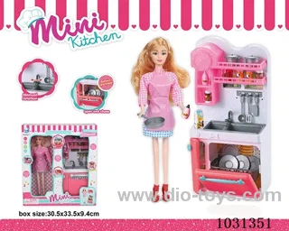 kitchen ware&doll  in window box