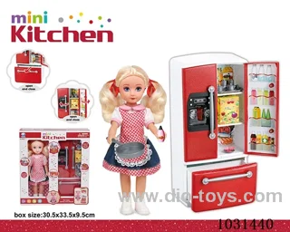 Kitchen appliance & doll in window box