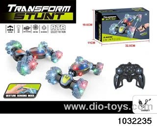 Sideways twisting and turning stunt car in color box