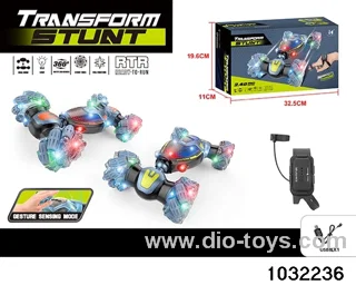 Sideways twisting and turning stunt car in color box