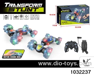 Sideways twisting and turning stunt car in color box