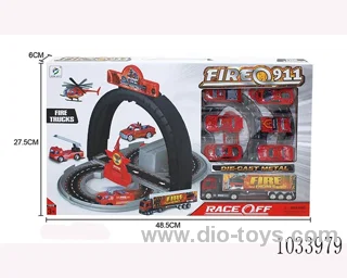 Fire track parking lot in window box