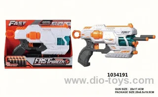 Soft bullet gun toy in display box
