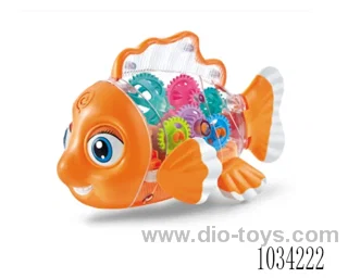 Electric universal transparent gear fish  with light&music in color box