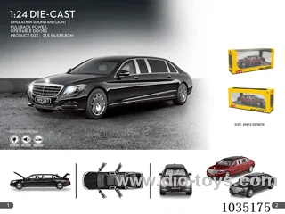 1:24 pull back alloy car W L/M in window box