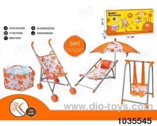 Plastic stroller,Beach chair, umbrella, fence, ocean ball 6pcs, swing, plastic car
