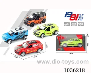 1:43 pullback alloy car 2sets mixed loading in window  box