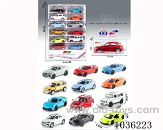 1:43 pullback alloy car 6sets mixed loading in window  box