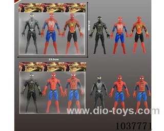 3pcs 17cm Spider-Man with light 2sets mixed loading in poly bag header