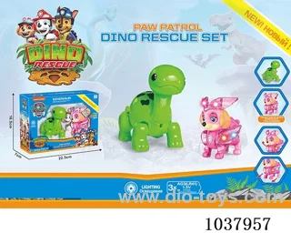 flash Woof Team  with   Dinosaur in window box