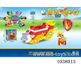 flash& music car with dog& shield in window box