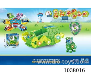 flash& music car with dog& shield in window box