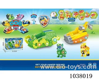 2pcs flash& music car with 2pcs flash dog  in window box