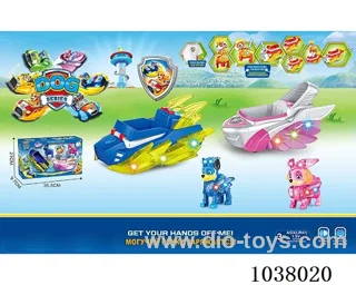 2pcs flash& music car with 2pcs flash dog  in window box