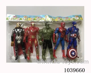 5pcs 16cm Thor, Hulk, Captain America, Iron Man with light