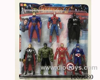 Thor, Hulk, Captain America, Iron Man, Superman, Spiderman, Batman with light