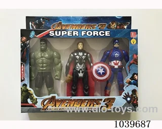 16cm 3pcs Thor, Hulk, Captain America with light