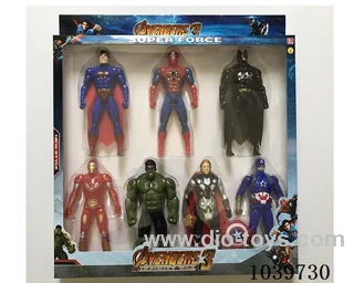 Thor, Hulk, Captain America, Iron Man, Superman, Spiderman, Batman with light
