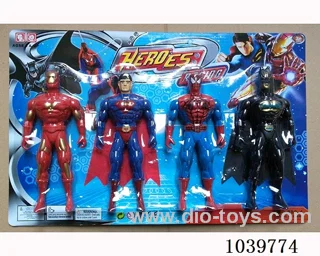 4pcs Superman, Spiderman, Batman with light