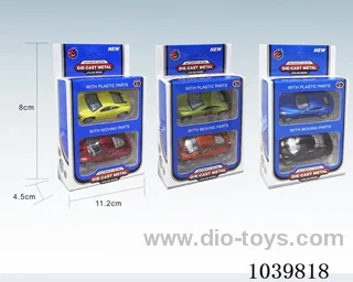 1:50 2pcs pull back alloy car 6sets&6color mixed loading   in window box