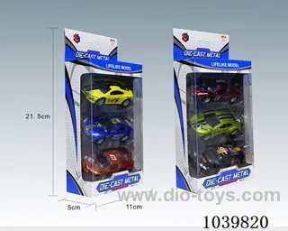 1:50 3PCS pull back alloy car 6sets&6color mixed loading   in window box