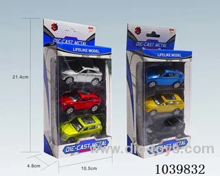 1:50 3PCS pull back alloy car 6sets&6color mixed loading   in window box