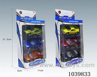 1:50 3PCS pull back alloy car 6sets&6color mixed loading   in window box
