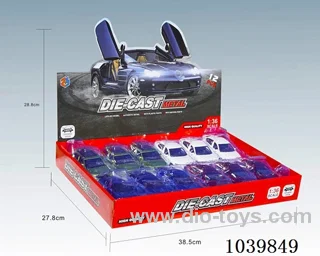 1：36 2pcs pull back alloy car 4sets&4color mixed loading  in display box