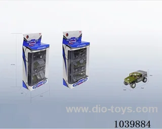 1:55 3PCS pull back alloy car 6sets&6color mixed loading   in window box