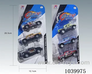 1:50 3PCS pull back alloy car 6sets&6color mixed loading  in blister card