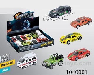 1:50 2pcs pull back alloy car 6sets&6color mixed loading  in display box