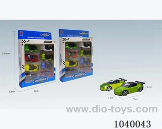 1:68 8pcs free wheel alloy car 16sets&8color mixed loading   in window box