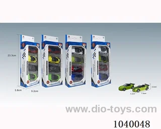 1:68 4pcs free wheel alloy car 16sets&8color mixed loading   in window box