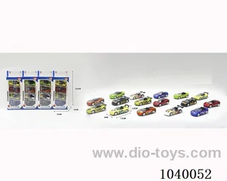 1:68 4pcs free wheel alloy car 16sets&8color mixed loading   in window box