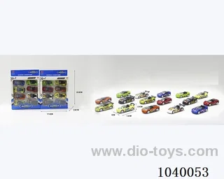 1:68 8pcs free wheel alloy car 16sets&8color mixed loading   in window box