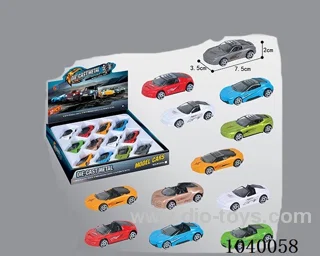 1:64 2pcs free wheel alloy car 16sets&8color mixed loading  in display box