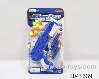 Soft bomb &ping pong gun set 2color mixed loading in blister card