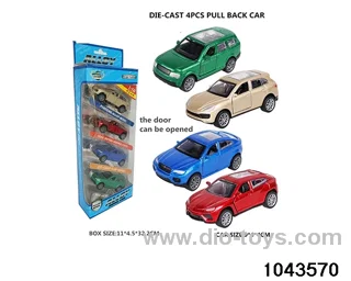 Alloy return car in 4pcs window box