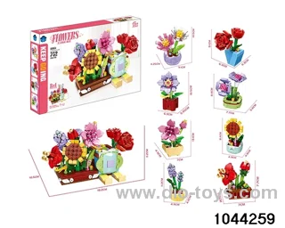 Picking up flowers in color box
