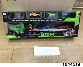 Inertial flat car towing 2 cars and 4 cars in window box