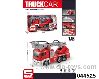 1: 16 inertia ladder fire truck with light, music and water spray in window box