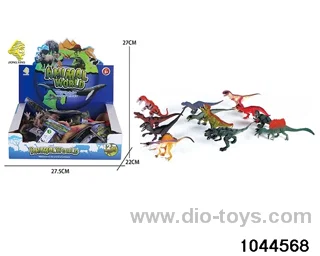 12 solid dinosaurs in display box