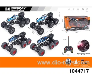 Five way six wheel remote control climbing car with light and spray in window box