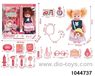 Children doll toy double window color box functional doll acousto-optic medical tools in color box