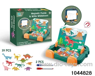 Two-in-one magnetic puzzle writing board dinosaur in color box