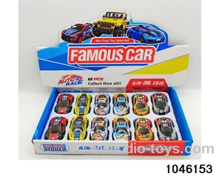 12pcs 8.5CM Pull Back Alloy Car in display box