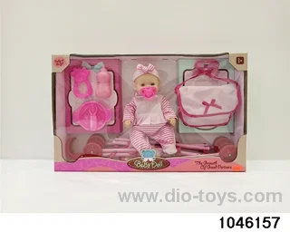 10.5 inch doll + plastic stroller set in window box