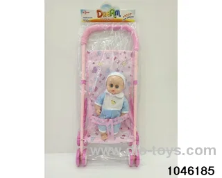 14 inch doll with IC with 57.5CM iron trolley in PP bag with header