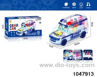 Electric Gear Lighted Musical Police Car in color box