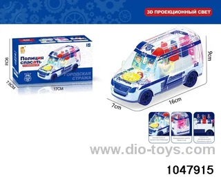 Electric Gear Lighted Musical Police Car in color box